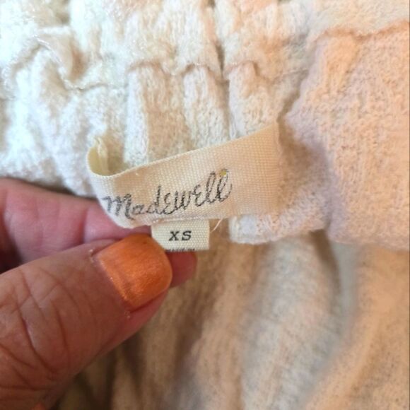 Madewell Texture & Thread Drawstring Top Smocked Round Neck Cotton Size XS - Picture 7 of 13